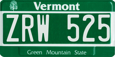 VT license plate ZRW525