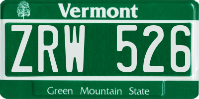 VT license plate ZRW526