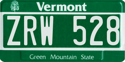 VT license plate ZRW528