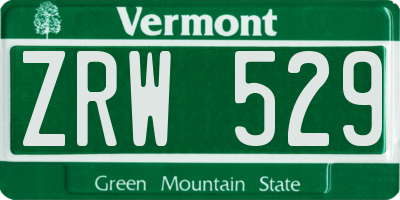 VT license plate ZRW529