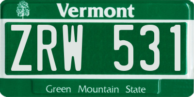 VT license plate ZRW531