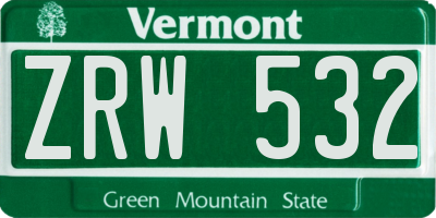 VT license plate ZRW532