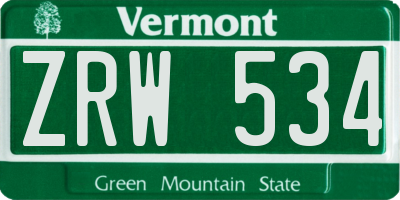 VT license plate ZRW534
