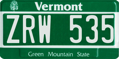 VT license plate ZRW535
