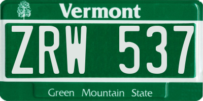 VT license plate ZRW537