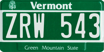 VT license plate ZRW543