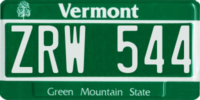 VT license plate ZRW544