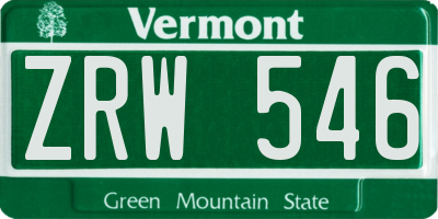 VT license plate ZRW546