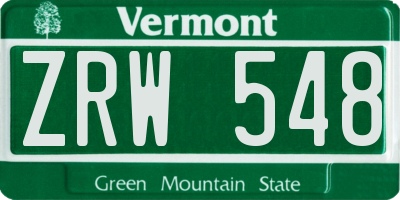 VT license plate ZRW548