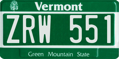 VT license plate ZRW551