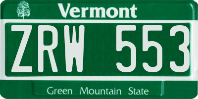 VT license plate ZRW553