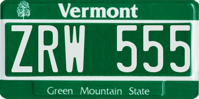VT license plate ZRW555