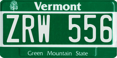 VT license plate ZRW556