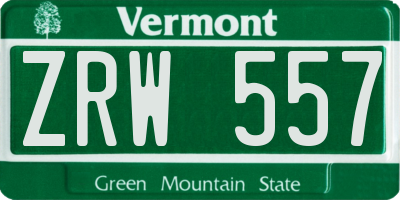 VT license plate ZRW557