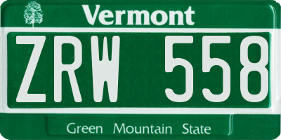 VT license plate ZRW558