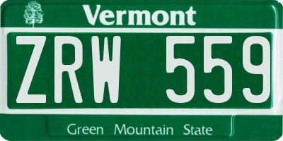VT license plate ZRW559