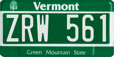 VT license plate ZRW561