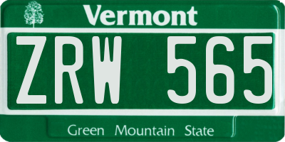 VT license plate ZRW565