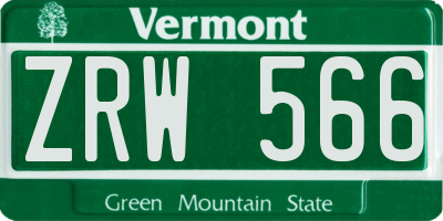 VT license plate ZRW566