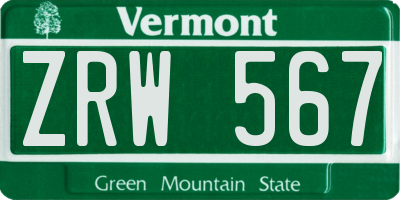 VT license plate ZRW567