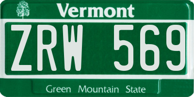 VT license plate ZRW569