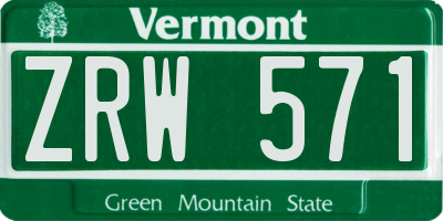 VT license plate ZRW571