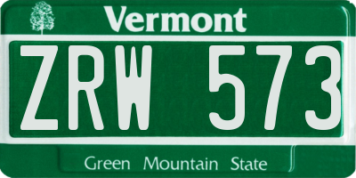 VT license plate ZRW573