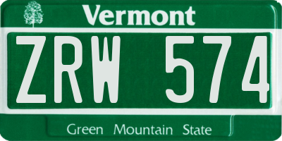 VT license plate ZRW574