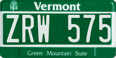 VT license plate ZRW575