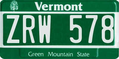 VT license plate ZRW578