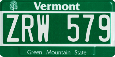 VT license plate ZRW579