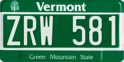 VT license plate ZRW581