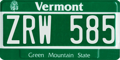 VT license plate ZRW585