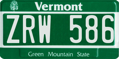 VT license plate ZRW586
