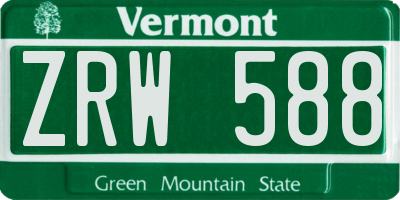 VT license plate ZRW588