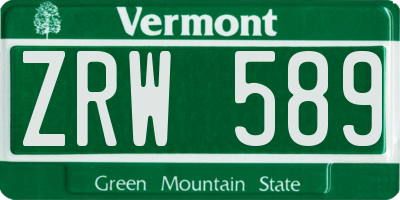 VT license plate ZRW589
