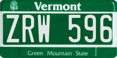 VT license plate ZRW596