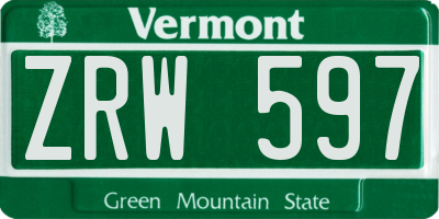 VT license plate ZRW597