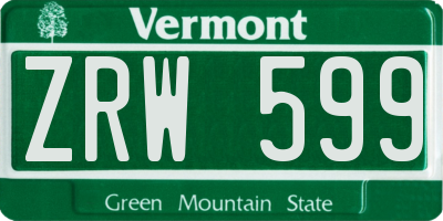 VT license plate ZRW599