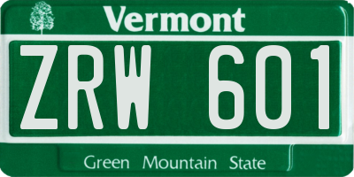 VT license plate ZRW601