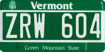 VT license plate ZRW604
