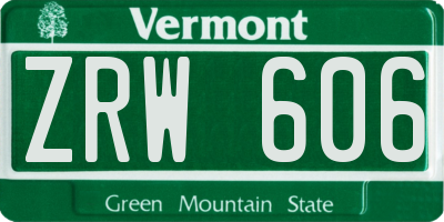 VT license plate ZRW606