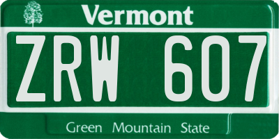 VT license plate ZRW607