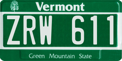 VT license plate ZRW611