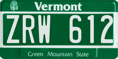 VT license plate ZRW612