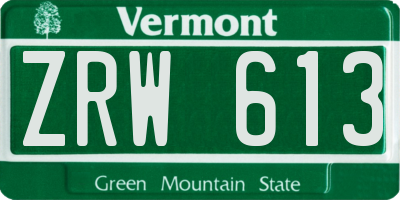 VT license plate ZRW613