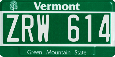 VT license plate ZRW614
