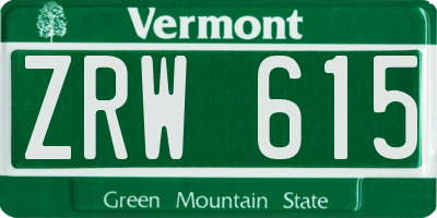 VT license plate ZRW615