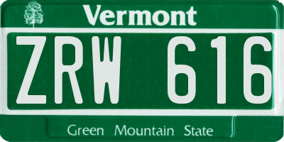 VT license plate ZRW616