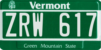 VT license plate ZRW617